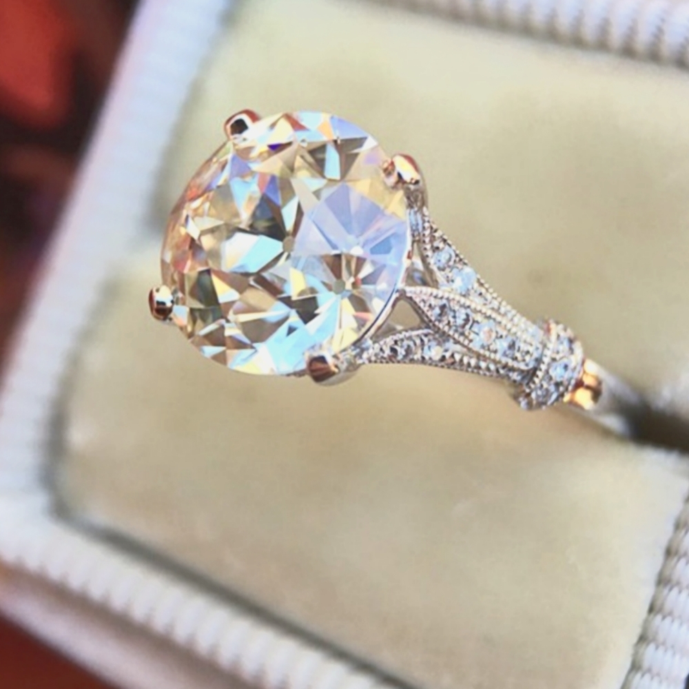 18K White Gold 3ct Round Moissanite Diamond Ring